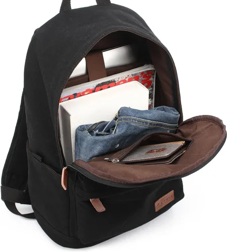 Miniatura 6 de kayond Bolsa de lona ligera para portátil de estilo casual, mochilas de viaje duraderas, mochila para hombres y mujeres, mochila de moda para Negro