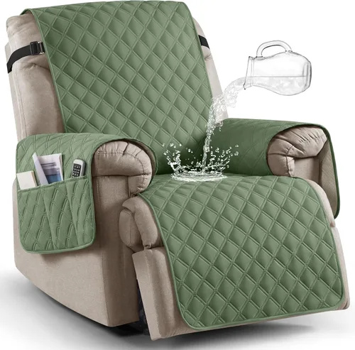 Miniatura 27 de Ruaozz Funda para Silla Reclinable 100% Impermeable Antideslizante de Tamaño Grande Funda Reclinable para Silla Reclinable Grande Funda de Asiento