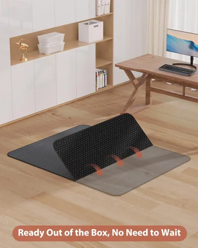 Miniatura 2 de Blvornl Tapete para silla de oficina para suelo de madera dura y alfombra de pelo bajo, superficie de pana de 47 x 60 pulgadas, tapete protector