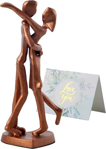 Miniatura 10 de Regalo de escultura de hierro para 6º aniversario, estatua romántica de pareja para ella, decoración de metal negro hecha a mano, boda, San