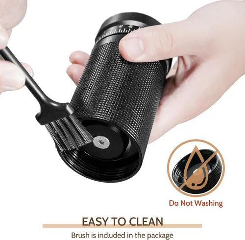 Miniatura 4 de Molinillo de café manual con ajustes ajustables externos digitales, molinillo de mano portátil con rebabas cónicas de acero inoxidable, capacidad
