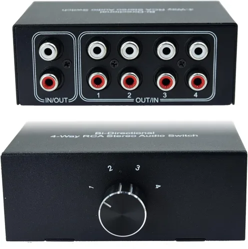 Miniatura 12 de Sin ruido 2 en 4 salida o 4 en 2 salida Audio Selector de sonido RCA hembra canal estéreo 2 interruptor divisor caja conmutación sin alimentación