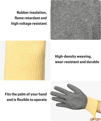 Miniatura 5 de Guantes aislados eléctricos,Guantes de electricista de resistencia de alto voltaje 400V,Caucho antideslizante,Guantes de trabajo