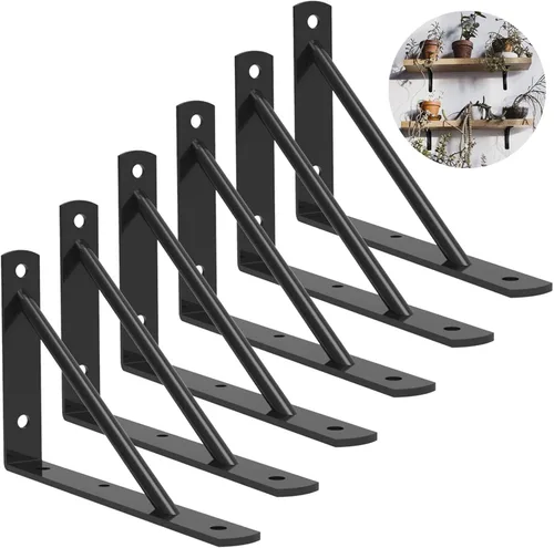 Soportes de estante de metal resistente de 10 pulgadas, soporte flotante de hierro rústico industrial para estantes abiertos, soportes en L de