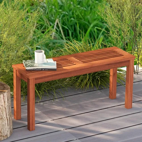 Miniatura 2 de Tangkula Banco de madera para patio, banco de madera maciza para 2 personas con asiento de listones, Loveseat de 39.5 pulgadas de largo con marco