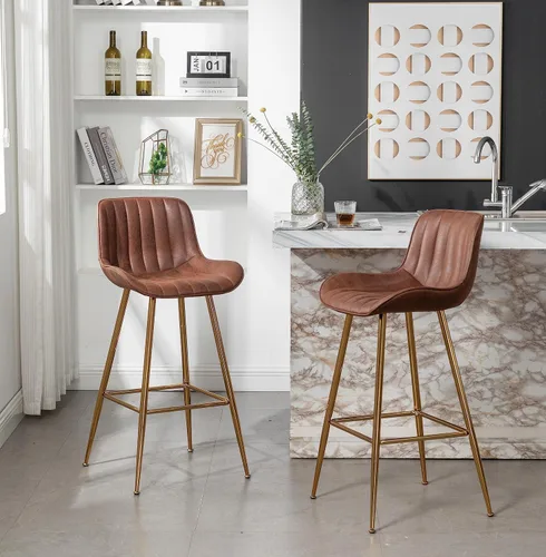 Miniatura 12 de Sidanli Blue - Juego de 2 taburetes de bar de terciopelo de 24 pulgadas con reposapiés, sillas de bar modernas para el hogar, isla de cocina, comedor