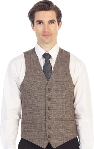 Miniatura 50 de Gioberti Chaleco de tweed formal de 6 botones para hombres