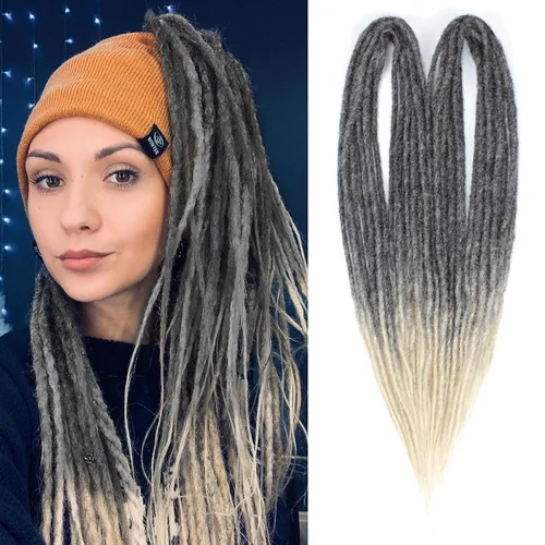 Miniatura 11 de Kraler Extensiones de Rastas Azules de Doble Extremo de 18 Pulgadas, 20 Hebras Sintéticas DE Extensiones de Rastas Hechas a Mano, Estilo de Rastas