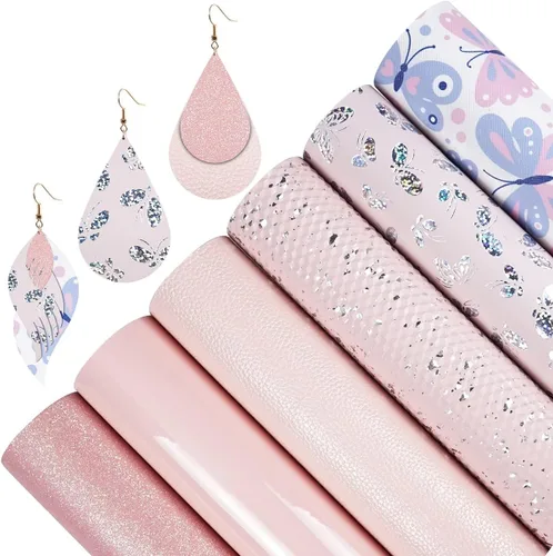 Miniatura 3 de Litchi Paquete de 6 hojas de cuero sintético de 8 x 12 pulgadas para aretes de lazo, tela de vinilo fácil de cortar para Cricut, cuero sintético