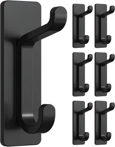 Paquete de 6 ganchos de pared autoadhesivos para colgar: extra fuerte 13 libras, gancho para abrigo, toalla en baños, ducha, cocina, pared, gancho