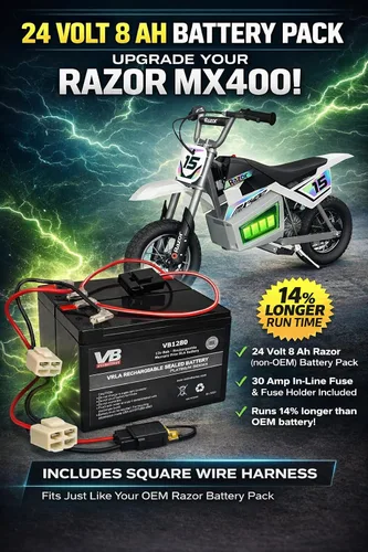 Miniatura 2 de Reemplazo de batería de maquinilla de afeitar MX400 - Incluye arnés de cableado (capacidad de 8 ah - sistema de 24 voltios) por Vici Battery™