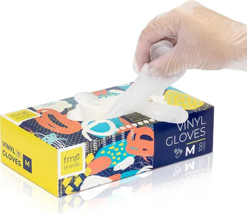 Miniatura 20 de Fit Meal Prep Paquete de 100 guantes desechables de vinilo para preparación de alimentos, sin látex, sin polvo, ideales para cocina, baño, hogar