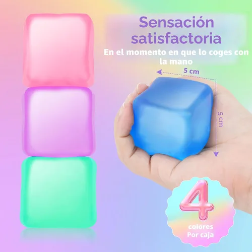 Miniatura 4 de Paquete de 4 cubos de juguete antiestrés para aliviar la ansiedad y el estrés con sustancia gruesa, juguetes antiestrés para el aula, bolas
