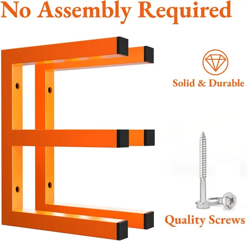 Miniatura 3 de MOOMSINE Estante de almacenamiento de madera para montaje en pared, organizador de madera de metal resistente con 3 niveles, cada estante soporta