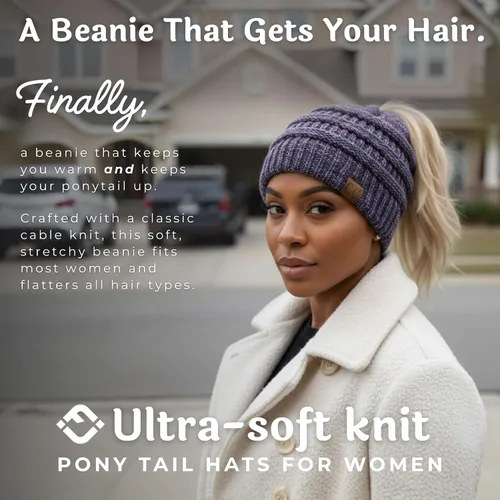 Miniatura 2 de Funky Junque - Gorro para mujer con ranura para cola de caballo