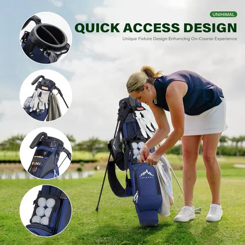 Miniatura 3 de uniHimal Par 3 Golf Bag Small Lightweight with Dual Shoulder Straps – Pitch n Putt Golf Bag Easy to Carry and Durable for Men/Women– 31.5 inches