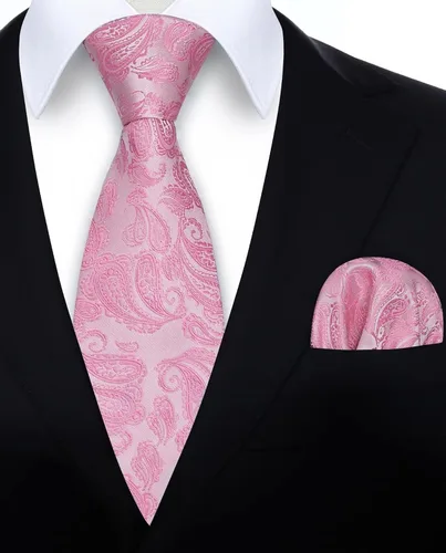 Miniatura 98 de HISDERN Corbatas para hombre, corbata de cachemira y bolsillo cuadrado tejido clásico floral para hombre, corbata de fiesta de boda