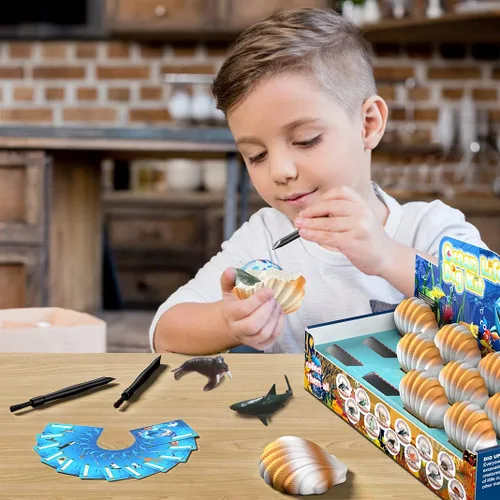 Miniatura 6 de EARTH'SCODE Kit de Excavación de Animales Oceánicos, Ladrillos de Excavación de Conchas Marinas, Regalo Educativo Científico para Niños