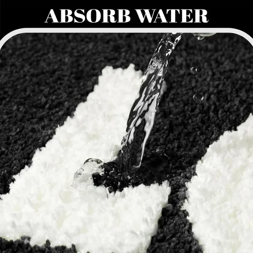 Miniatura 5 de Alfombra de baño con texto en blanco y negro con texto en inglés "You Look Good", divertida y bonita, decoración de baño, pequeña, fresca