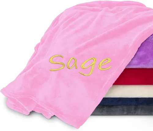Miniatura 17 de Mantas personalizadas para adultos, manta personalizada con nombre bordado o monograma, funda de manta de forro polar suave para cama y sofá