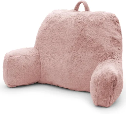 Almohada de Lectura Grande para Cama, Almohada de Respaldo con Brazos, Soporte de Espalda para Sentarse en la Cama, Sofá para Respaldo de Rosa
