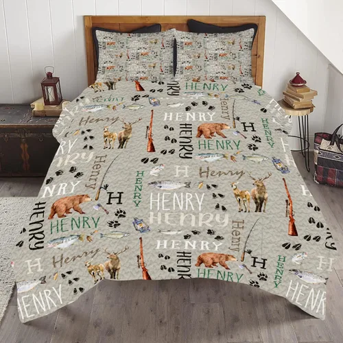 ENCYCOM Edredón personalizado de oso bosque, edredón de animales del bosque, mejor juego de edredón decorativo único para cama colgante en la pared,