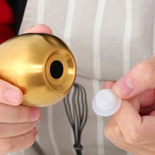 Miniatura 5 de Juego de salero y pimienta: dispensador de sal y pimienta de acero inoxidable 2 piezas para cocina (dorado)