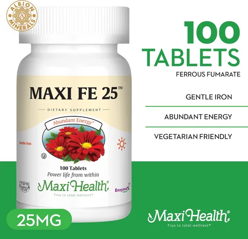 Miniatura 2 de Maxi Health Suplemento de hierro para mujeres y hombres – Hierro suave 25 mg para el estómago – Pastillas no estreñimiento* – Kosher – Sin OGM