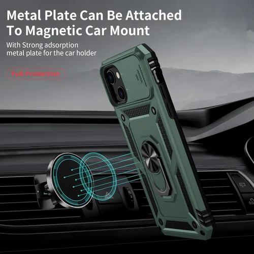 Miniatura 2 de Funda para iPhone 13 Mini con cubierta para lente de cámara, protector de pantalla HD, protección contra caídas de grado militar de 10 pies, soporte