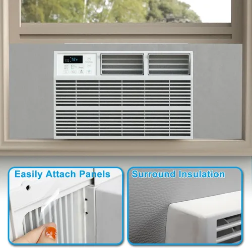 Miniatura 8 de Air Jade Paneles laterales de aire acondicionado para ventana, paneles laterales de espuma de aislamiento envolvente extra anchos de 4 pies para Gris