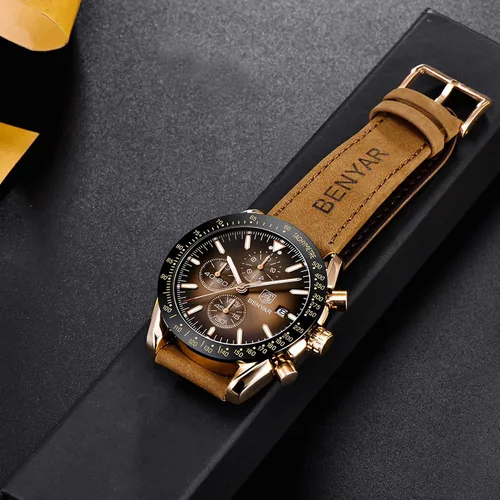 Miniatura 9 de BY BENYAR Reloj de pulsera para hombre Tienda analógico, relojes para hombre, negocios, trabajo, impermeable, cronógrafo, para hombre, moda