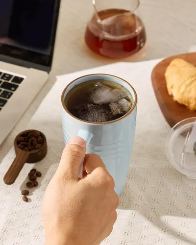 Miniatura 3 de famiware Jupiter - Taza de café grande de 20 onzas con tapa, taza de cerámica con asa para café con leche, té, cacao, leche, hogar y oficina, apta