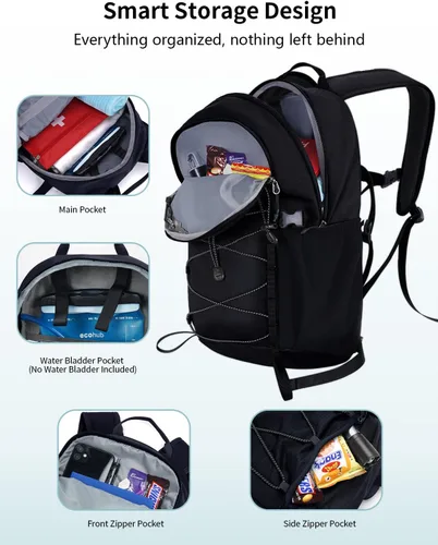 Miniatura 3 de ECOHUB Mochila pequeña de senderismo para hombres y mujeres, mochilas de viaje ligeras de 20 litros, resistentes al agua, para acampar, ciclismo