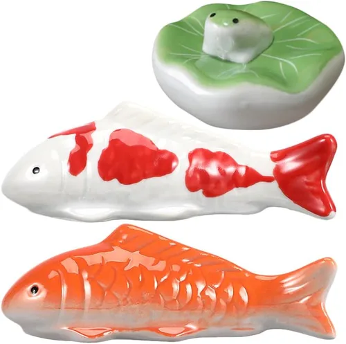 Toddmomy Figuras flotantes de peces Koi, 3 piezas, adornos realistas de cerámica para acuario para peceras y estanques de jardín, accesorios