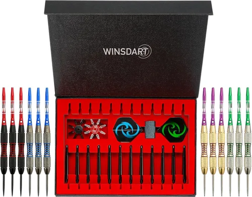 Miniatura 5 de WINSDART Juego de dardos de punta metálica profesional de dardos de metal para dardo con punta de acero con barril de hierro antideslizante, ejes