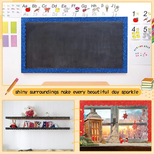 Miniatura 6 de Containlol Bordes de tablero de anuncios con purpurina de 118 pies, 120 hojas festoneadas para decoración escolar, día de San Patricio, regreso a