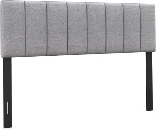 Miniatura 17 de Giantex Cabecero tapizado de lino para marco de cama Full y Queen, cabecero capitonado con botones de ancho ajustable solamente con patas de madera