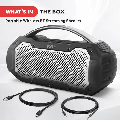 Miniatura 7 de Pyle Altavoz inalámbrico portátil Bluetooth con micrófono manos libres con graves profundos función de sonido estéreo TWS - Altavoz impermeable IPX6