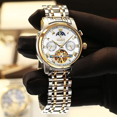 Miniatura 41 de OLEVS Relojes automáticos para hombre, esqueleto mecánico, de lujo, a la moda, reloj de pulsera luminoso impermeable