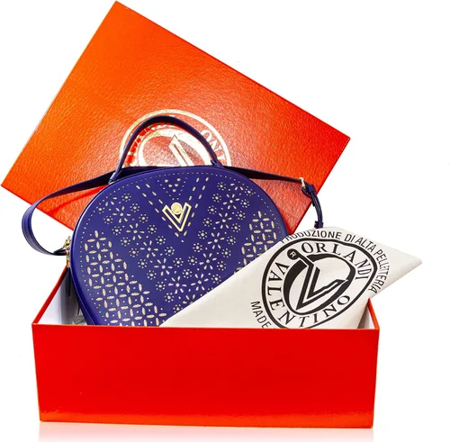 Miniatura 5 de Valentino Orlandi Bolso grande de diseñador italiano para mujer, bolso de boliche, asa superior, tanzanita, bordado, de piel auténtica, diseño