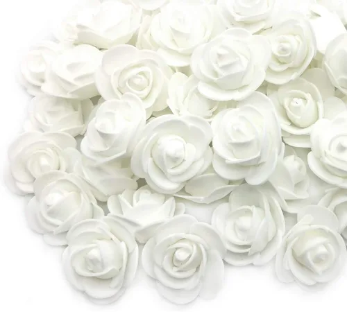 Miniatura 12 de D-Seven Flores artificiales, 100 unidades, mini rosas de espuma para manualidades, ramos de boda, centros de mesa de baby shower, arreglos florales