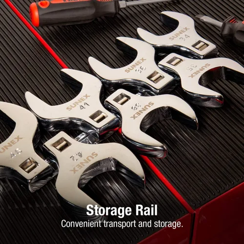 Miniatura 5 de Sunex Tools 9740A juego de llaves de pata recta 1/2 pulg. métrico gigante, 34mm - 46mm, totalmente pulido, 7 piezas (incluye riel de almacenamiento)