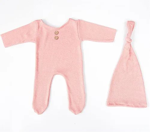 Miniatura 2 de Accesorios de fotografía para recién nacidos, trajes para niños y niñas, gorro y mameluco con pies, conjunto de disfraz para sesión de fotos Cuero