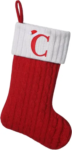 Miniatura 22 de Medias de Navidad personalizadas de 19 pulgadas con iniciales bordadas, medias de Navidad de punto negro para decoraciones de vacaciones familiares