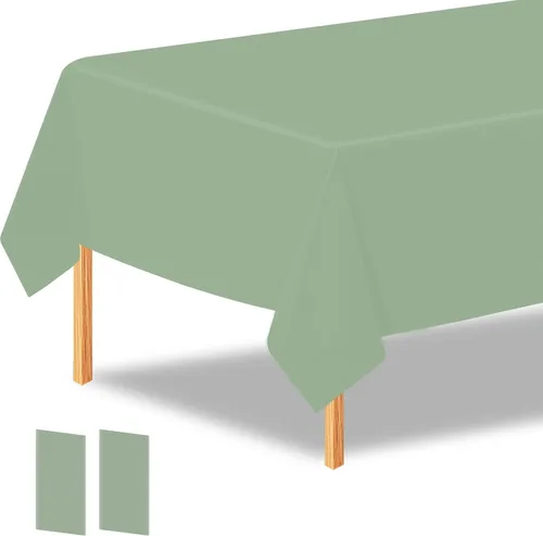 Miniatura 15 de 2 manteles de plástico color beige, 54 x 108 pulgadas, rectangular, desechables, para cumpleaños, bodas, pícnic, fiestas de vacaciones