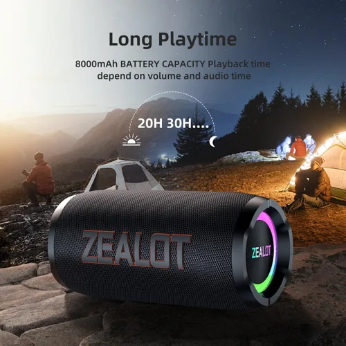 Miniatura 4 de ZEALOT Altavoz Bluetooth portátil, 80 W pico (60 W) altavoces de sonido con luz LED, Bluetooth 5.3, altavoz fuerte para el hogar, fiesta