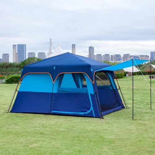 Miniatura 10 de KTT Extra Large Tent 8-10-12-14 Person(A),Family Cabin Tents,2 Rooms,3 Doors and 3 Windows with Mesh,Straight Wall,Waterproof,Double Layer,Big Tent