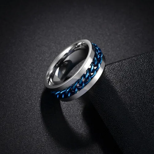 Miniatura 136 de Anillos giratorios para la ansiedad para hombre, anillos clásicos de cadena para mujeres y adultos, anillo de acero de titanio