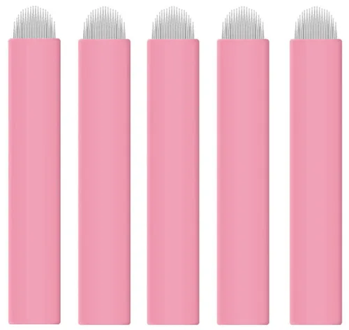 Miniatura 10 de XIAOYU 50 agujas desechables para microblading de cejas, cuchillas de maquillaje de microcuchillas de tatuaje para suministros de maquillaje