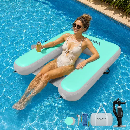 AWEMUFA Silla inflable para adultos, silla flotante inflable para piscina, tumbona de piscina, flotadores de agua, flotadores de piscina, flotadores